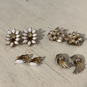 4 sets Vintage clip on earrings ‘50’s Alice Lewis Segal unmarked